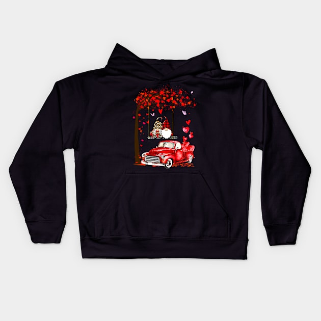 Gnome Couple Valentine Kids Hoodie by Schoenberger Willard